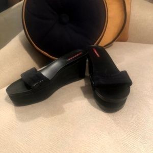 Prada Sport Leather and Mesh Slide Sandals -40